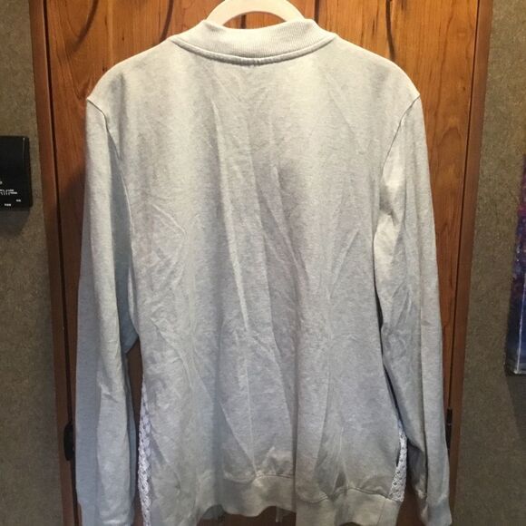 NWOT. Alfred Dunner Brand Women’s Size 12 Light Grey Sweatshirt Jacket - Picture 6 of 8